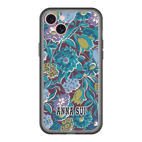 スリムプロテクションプレミアムケース with MagSafe［ ANNA SUI - ガーデンフワラー - シアン ］