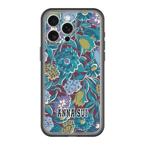 スリムプロテクションプレミアムケース with MagSafe［ ANNA SUI - ガーデンフワラー - シアン ］