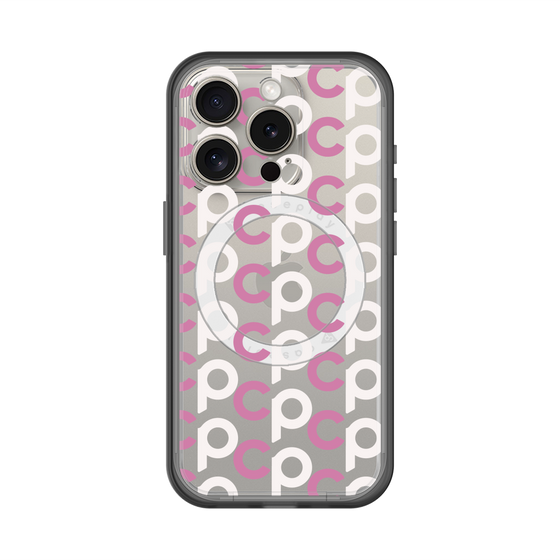 スリムプロテクションプレミアムケース with MagSafe［ オリジナル - CASEPLAYイニシャル総柄 - ピンク ］