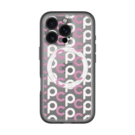 スリムプロテクションプレミアムケース with MagSafe［ オリジナル - CASEPLAYイニシャル総柄 - ピンク ］