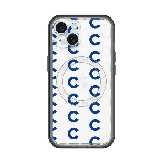 スリムプロテクションプレミアムケース with MagSafe［ オリジナル - CASEPLAYイニシャル総柄 - ネイビー ］