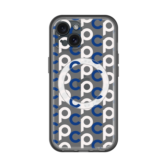 スリムプロテクションプレミアムケース with MagSafe［ オリジナル - CASEPLAYイニシャル総柄 - ネイビー ］