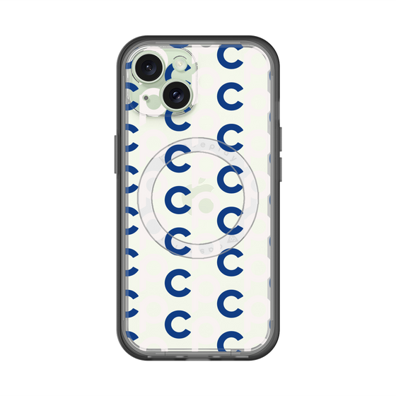 スリムプロテクションプレミアムケース with MagSafe［ オリジナル - CASEPLAYイニシャル総柄 - ネイビー ］