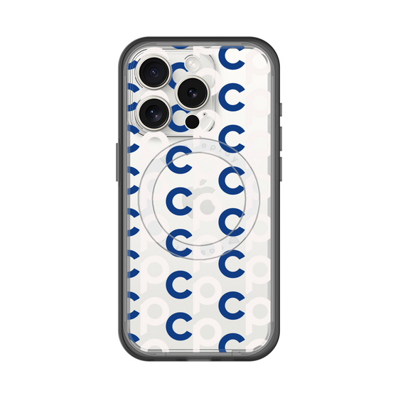 スリムプロテクションプレミアムケース with MagSafe［ オリジナル - CASEPLAYイニシャル総柄 - ネイビー ］