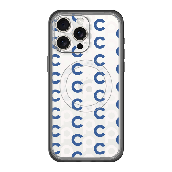 スリムプロテクションプレミアムケース with MagSafe［ オリジナル - CASEPLAYイニシャル総柄 - ネイビー ］
