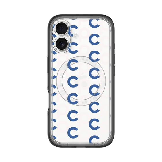 スリムプロテクションプレミアムケース with MagSafe［ オリジナル - CASEPLAYイニシャル総柄 - ネイビー ］
