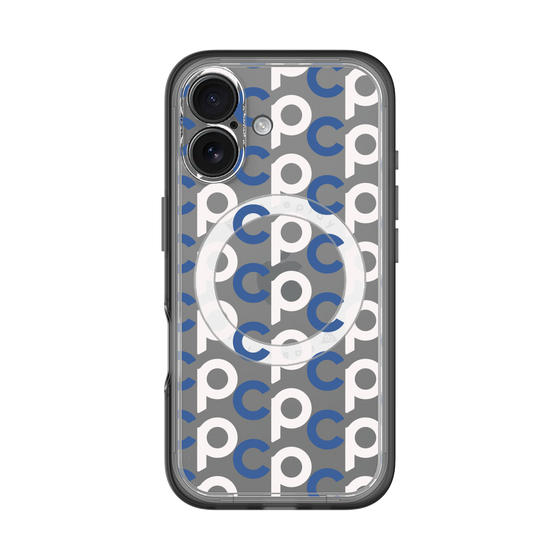 スリムプロテクションプレミアムケース with MagSafe［ オリジナル - CASEPLAYイニシャル総柄 - ネイビー ］