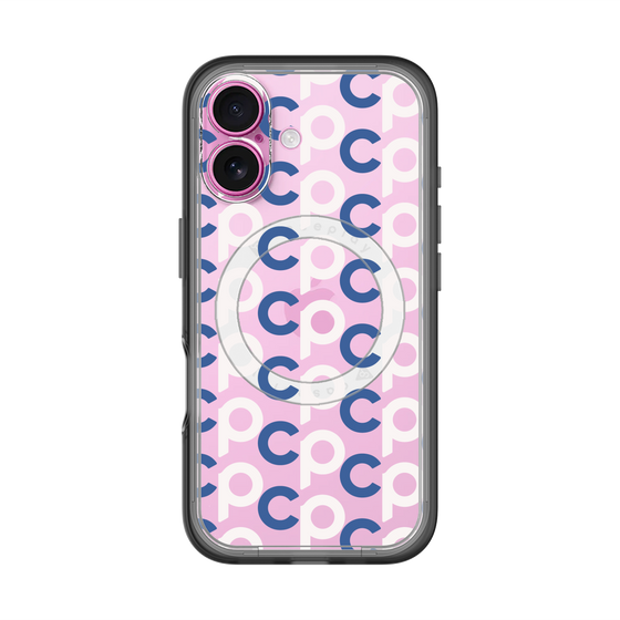 スリムプロテクションプレミアムケース with MagSafe［ オリジナル - CASEPLAYイニシャル総柄 - ネイビー ］