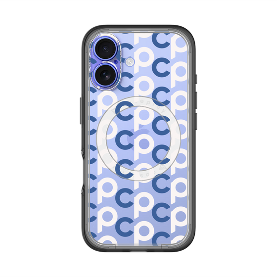 スリムプロテクションプレミアムケース with MagSafe［ オリジナル - CASEPLAYイニシャル総柄 - ネイビー ］