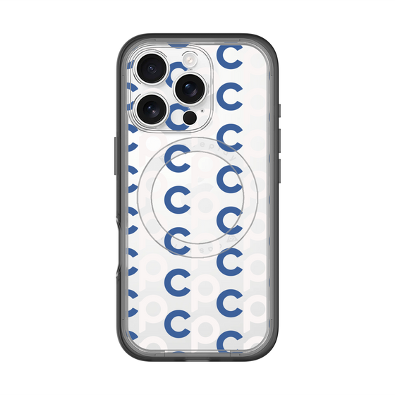 スリムプロテクションプレミアムケース with MagSafe［ オリジナル - CASEPLAYイニシャル総柄 - ネイビー ］