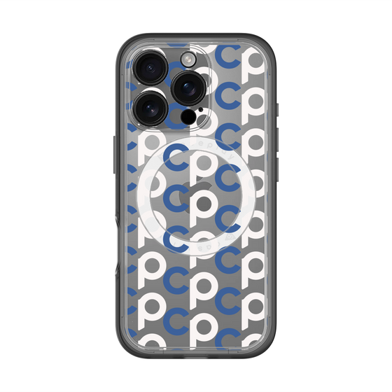 スリムプロテクションプレミアムケース with MagSafe［ オリジナル - CASEPLAYイニシャル総柄 - ネイビー ］