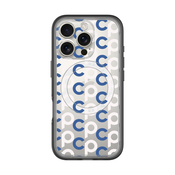 スリムプロテクションプレミアムケース with MagSafe［ オリジナル - CASEPLAYイニシャル総柄 - ネイビー ］