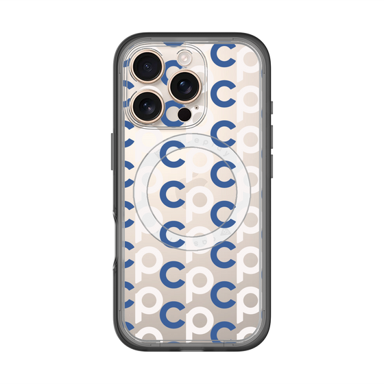 スリムプロテクションプレミアムケース with MagSafe［ オリジナル - CASEPLAYイニシャル総柄 - ネイビー ］