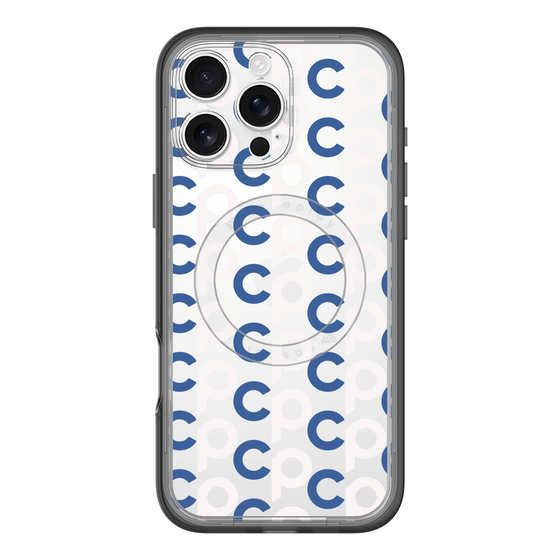 スリムプロテクションプレミアムケース with MagSafe［ オリジナル - CASEPLAYイニシャル総柄 - ネイビー ］