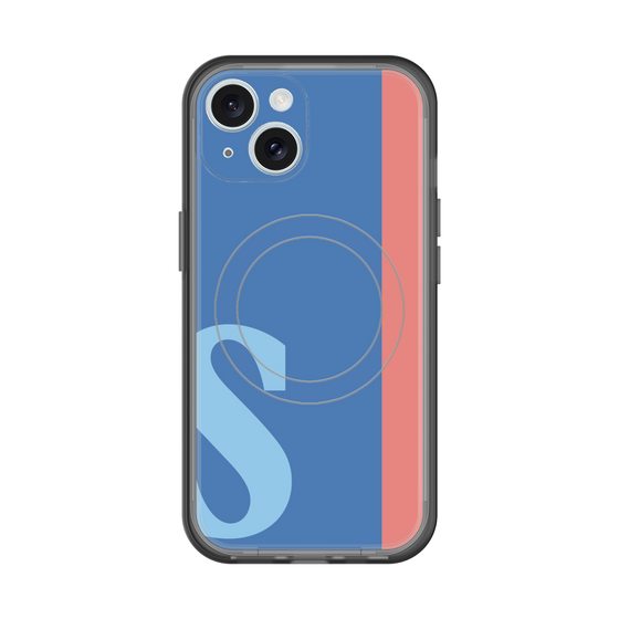 スリムプロテクションプレミアムケース with MagSafe［ オリジナル - initial color line - S blue ］