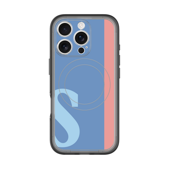 スリムプロテクションプレミアムケース with MagSafe［ オリジナル - initial color line - S blue ］