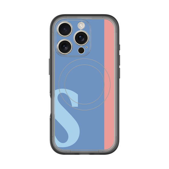 スリムプロテクションプレミアムケース with MagSafe［ オリジナル - initial color line - S blue ］
