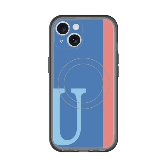 スリムプロテクションプレミアムケース with MagSafe［ オリジナル - initial color line - U blue ］