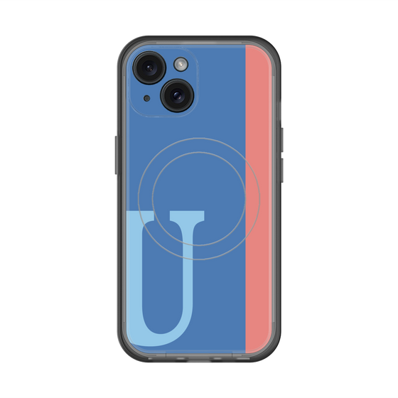 スリムプロテクションプレミアムケース with MagSafe［ オリジナル - initial color line - U blue ］