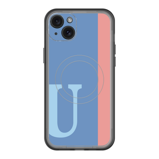 スリムプロテクションプレミアムケース with MagSafe［ オリジナル - initial color line - U blue ］