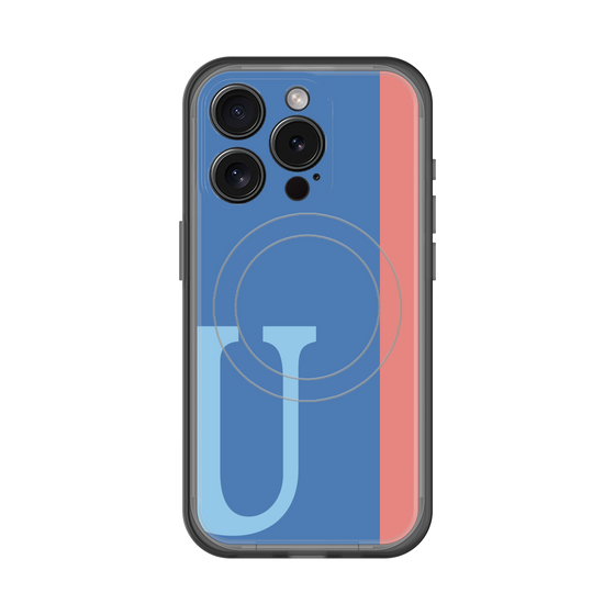 スリムプロテクションプレミアムケース with MagSafe［ オリジナル - initial color line - U blue ］