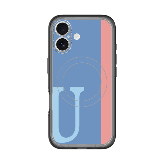 スリムプロテクションプレミアムケース with MagSafe［ オリジナル - initial color line - U blue ］
