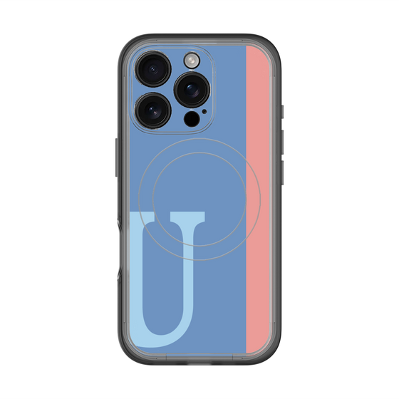 スリムプロテクションプレミアムケース with MagSafe［ オリジナル - initial color line - U blue ］