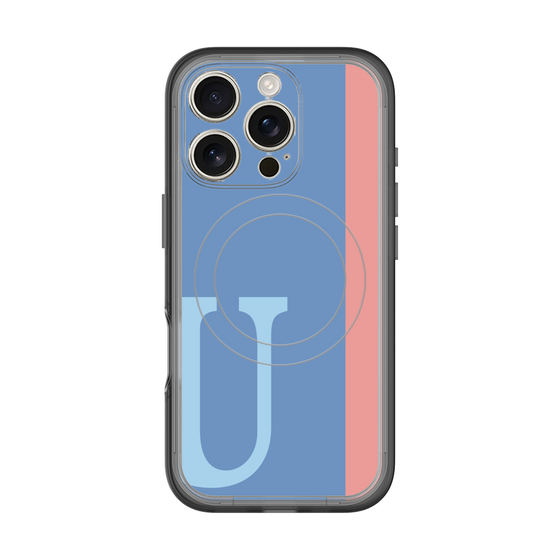 スリムプロテクションプレミアムケース with MagSafe［ オリジナル - initial color line - U blue ］