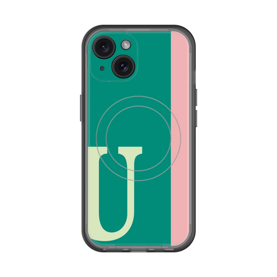 スリムプロテクションプレミアムケース with MagSafe［ オリジナル - initial color line - U green ］