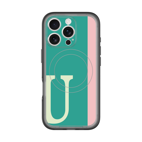 スリムプロテクションプレミアムケース with MagSafe［ オリジナル - initial color line - U green ］