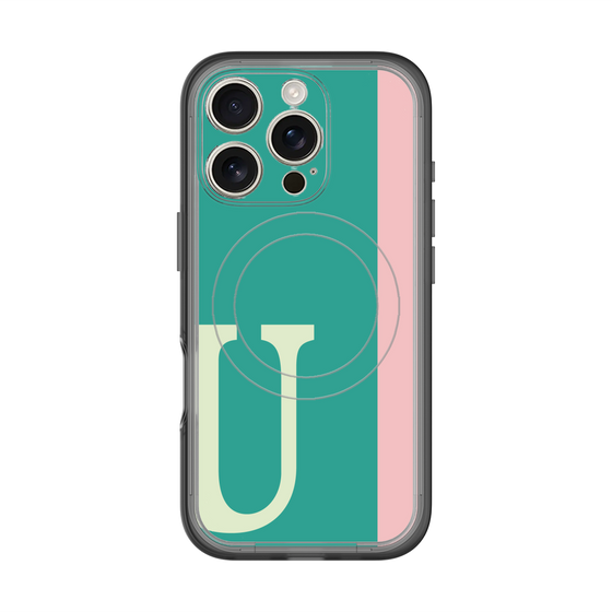 スリムプロテクションプレミアムケース with MagSafe［ オリジナル - initial color line - U green ］