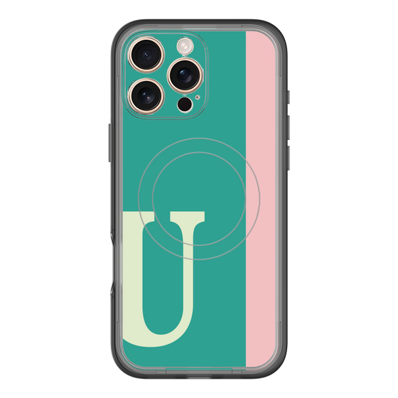 スリムプロテクションプレミアムケース with MagSafe［ オリジナル - initial color line - U green ］