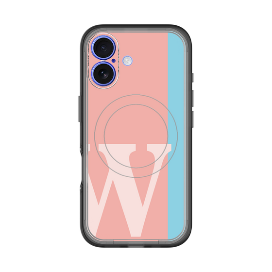 スリムプロテクションプレミアムケース with MagSafe［ オリジナル - initial color line - W pink ］