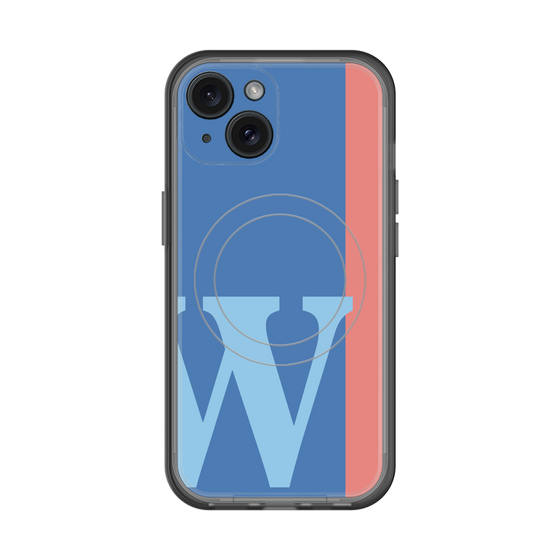 スリムプロテクションプレミアムケース with MagSafe［ オリジナル - initial color line - W blue ］