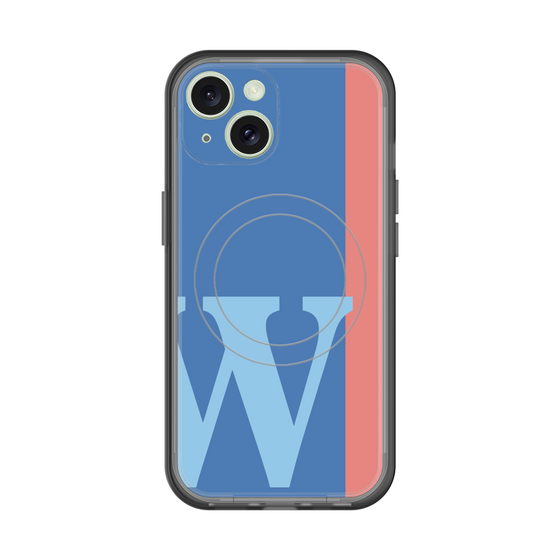 スリムプロテクションプレミアムケース with MagSafe［ オリジナル - initial color line - W blue ］