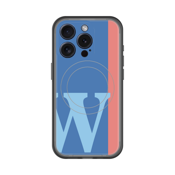 スリムプロテクションプレミアムケース with MagSafe［ オリジナル - initial color line - W blue ］