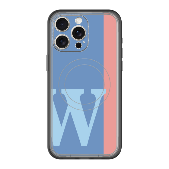 スリムプロテクションプレミアムケース with MagSafe［ オリジナル - initial color line - W blue ］