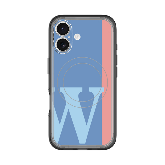 スリムプロテクションプレミアムケース with MagSafe［ オリジナル - initial color line - W blue ］