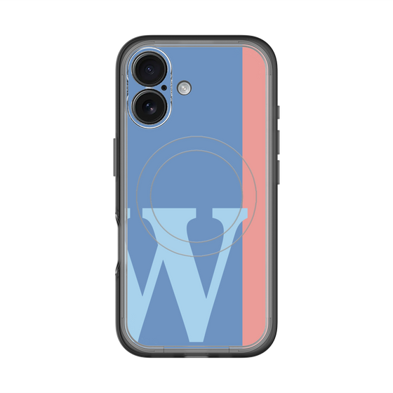 スリムプロテクションプレミアムケース with MagSafe［ オリジナル - initial color line - W blue ］