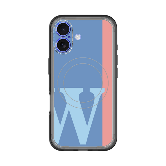 スリムプロテクションプレミアムケース with MagSafe［ オリジナル - initial color line - W blue ］