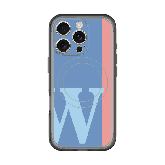 スリムプロテクションプレミアムケース with MagSafe［ オリジナル - initial color line - W blue ］