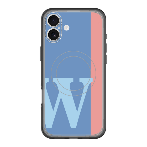 スリムプロテクションプレミアムケース with MagSafe［ オリジナル - initial color line - W blue ］