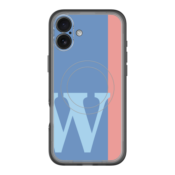 スリムプロテクションプレミアムケース with MagSafe［ オリジナル - initial color line - W blue ］