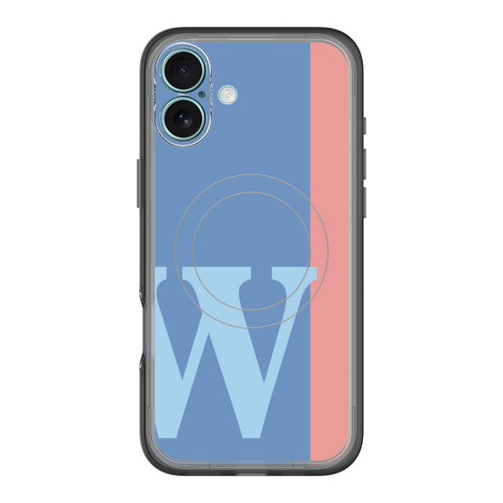 スリムプロテクションプレミアムケース with MagSafe［ オリジナル - initial color line - W blue ］
