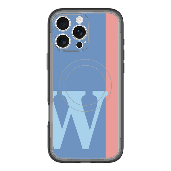 スリムプロテクションプレミアムケース with MagSafe［ オリジナル - initial color line - W blue ］