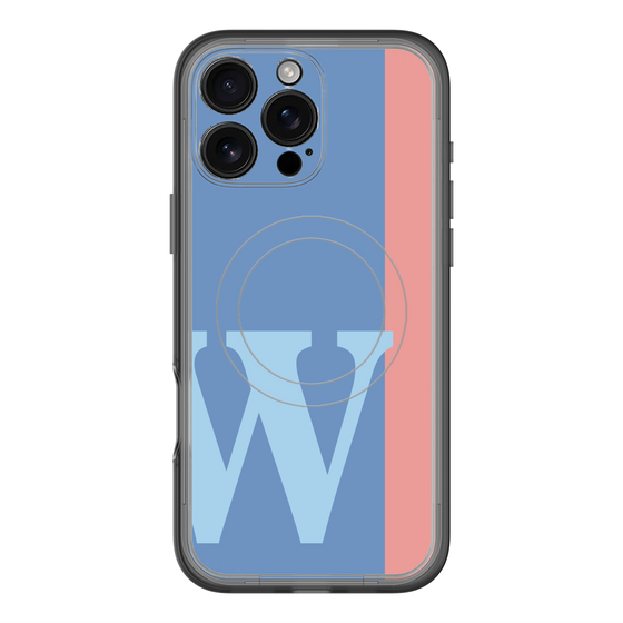 スリムプロテクションプレミアムケース with MagSafe［ オリジナル - initial color line - W blue ］