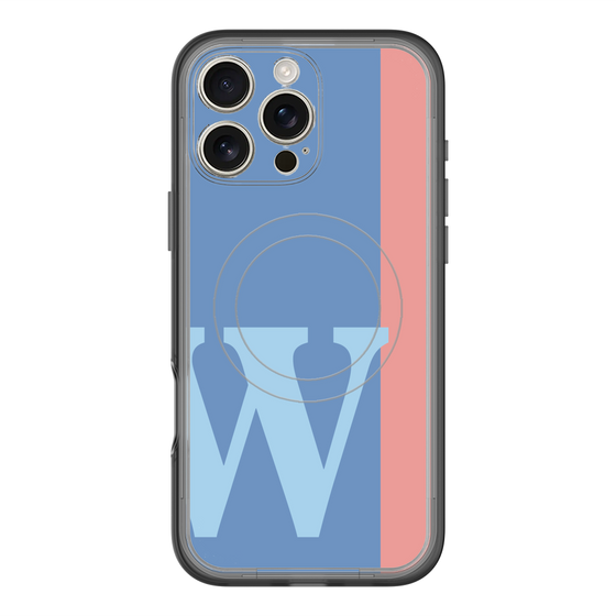 スリムプロテクションプレミアムケース with MagSafe［ オリジナル - initial color line - W blue ］