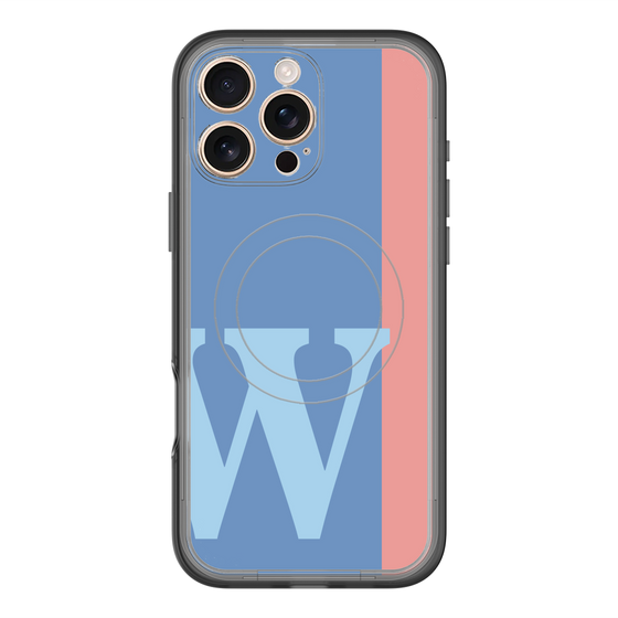 スリムプロテクションプレミアムケース with MagSafe［ オリジナル - initial color line - W blue ］