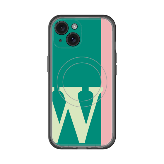 スリムプロテクションプレミアムケース with MagSafe［ オリジナル - initial color line - W green ］