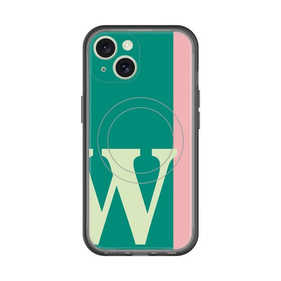 スリムプロテクションプレミアムケース with MagSafe［ オリジナル - initial color line - W green ］